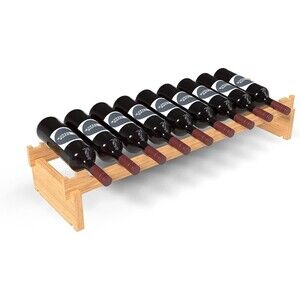 NEW 9-Bottle Bamboo Stackable Small Wine Rack for Countertop - No Tools Required